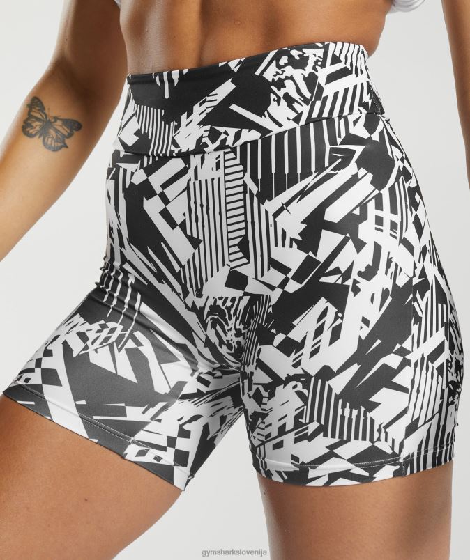 originalne oprijete kratke hlače gs power ženskeGymshark črni tisk J00L292