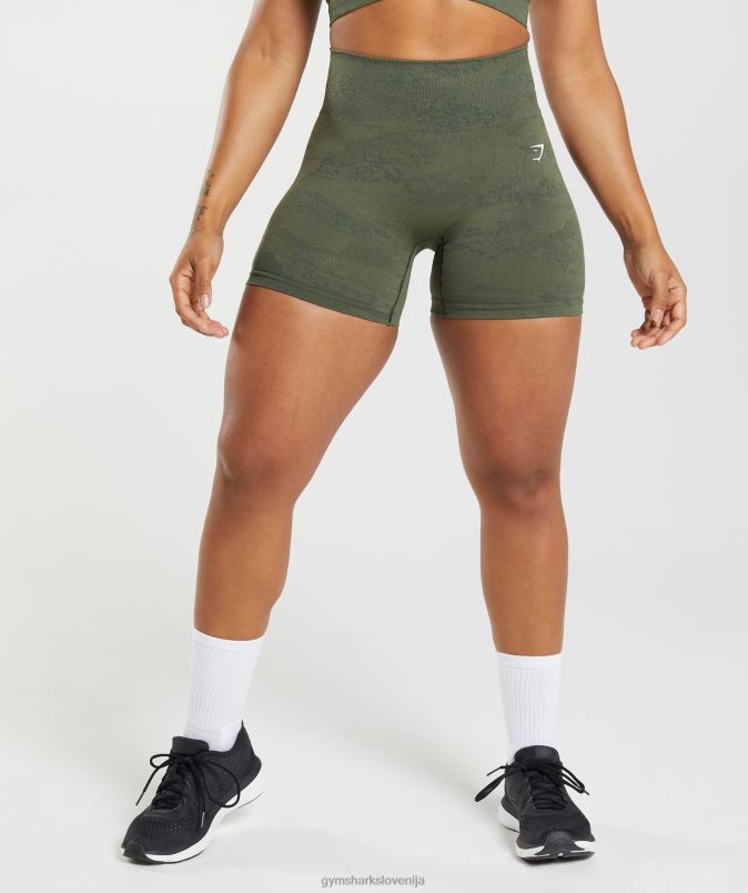 prilagodite maskirne brezšivne kratke hlače ženskeGymshark moss olive / jedro olive J00L214