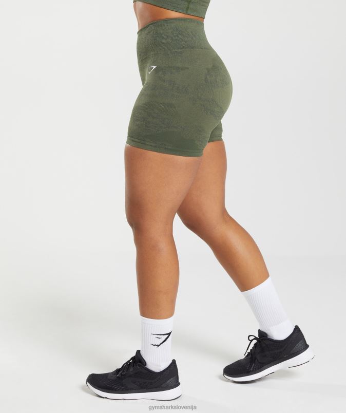 prilagodite maskirne brezšivne kratke hlače ženskeGymshark moss olive / jedro olive J00L214