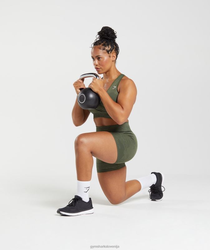 prilagodite maskirne brezšivne kratke hlače ženskeGymshark moss olive / jedro olive J00L214