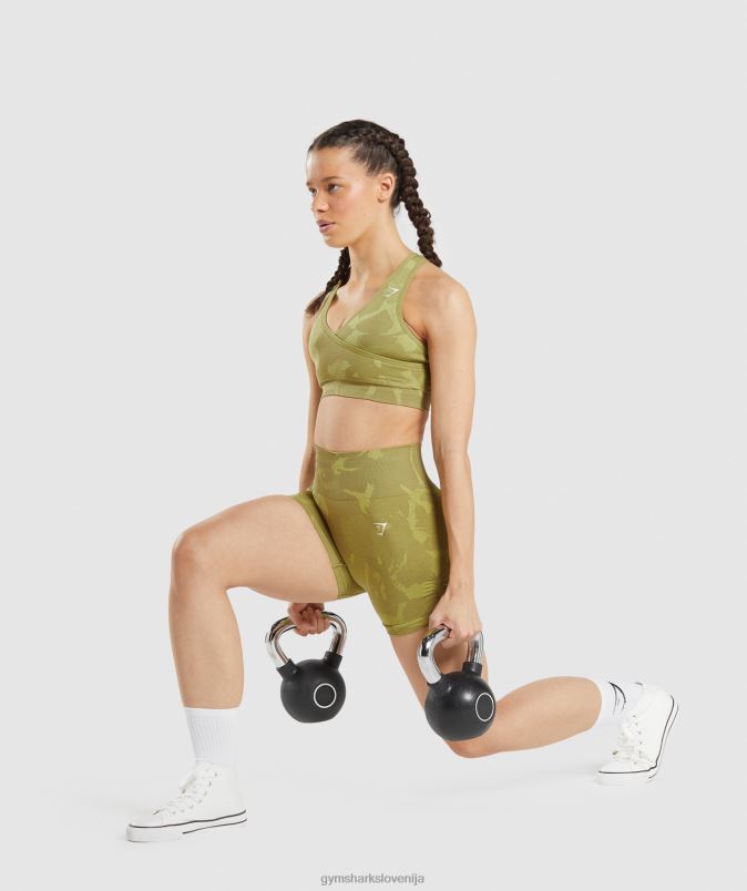 prilagodite maskirne brezšivne kratke hlače ženskeGymshark savana | grifon zelena J00L278
