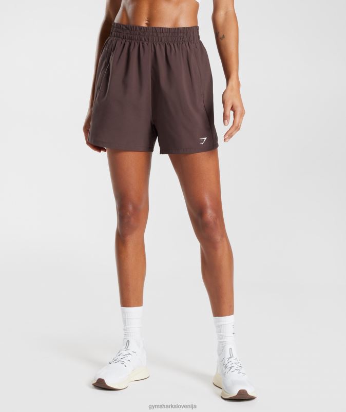 tkane kratke hlače z žepi ženskeGymshark čokoladno rjava J00L244