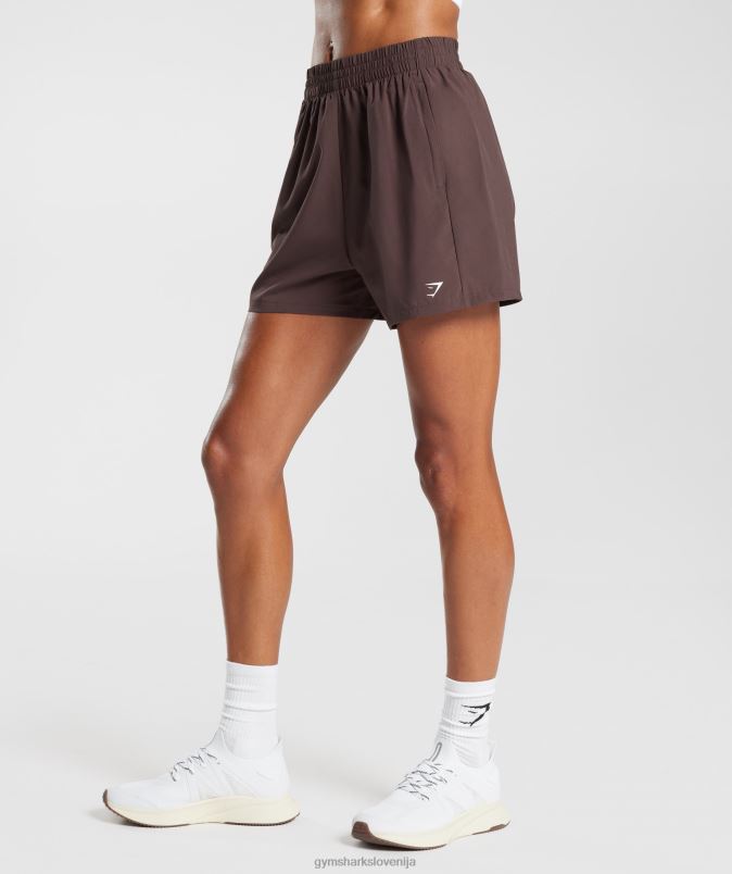 tkane kratke hlače z žepi ženskeGymshark čokoladno rjava J00L244