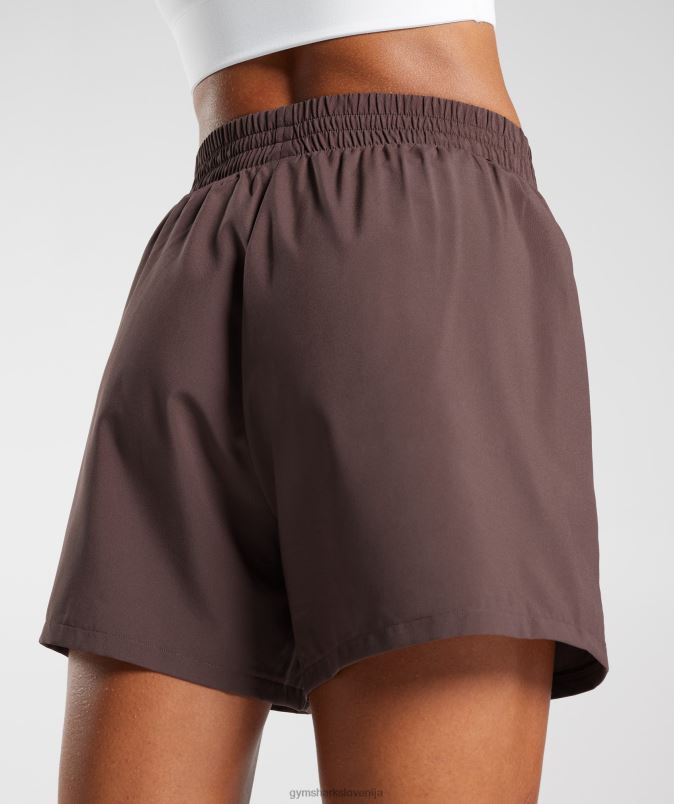 tkane kratke hlače z žepi ženskeGymshark čokoladno rjava J00L244