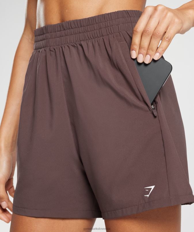 tkane kratke hlače z žepi ženskeGymshark čokoladno rjava J00L244
