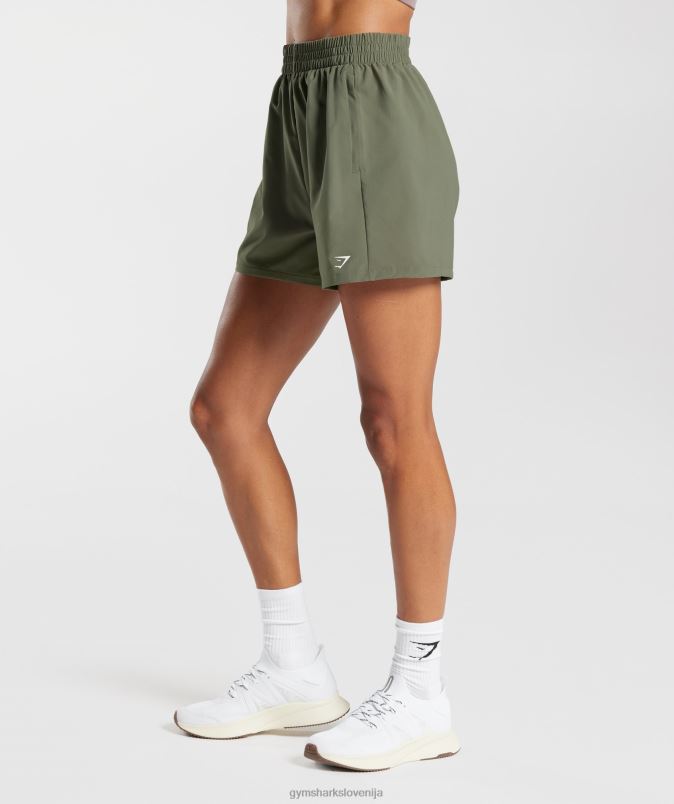 tkane kratke hlače z žepi ženskeGymshark prašna oliva J00L255