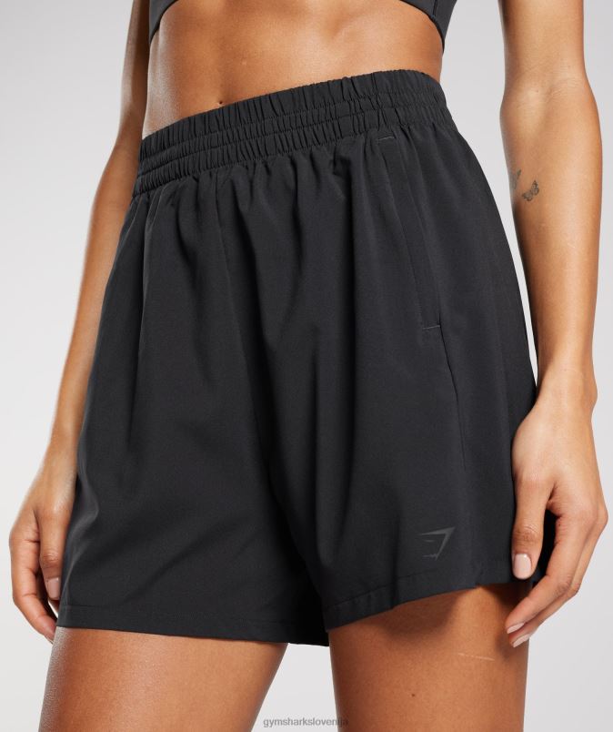 tkane kratke hlače z žepi ženskeGymshark Črna J00L243