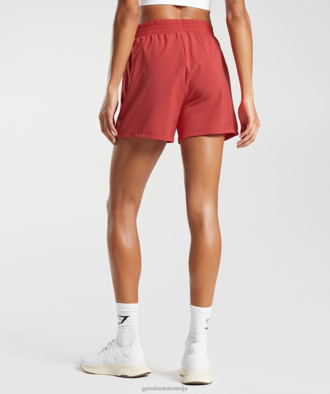 tkane kratke hlače z žepi ženskeGymshark sušeno rdeče J00L256