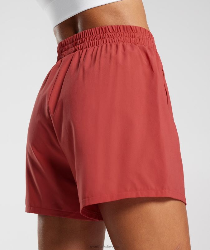 tkane kratke hlače z žepi ženskeGymshark sušeno rdeče J00L256