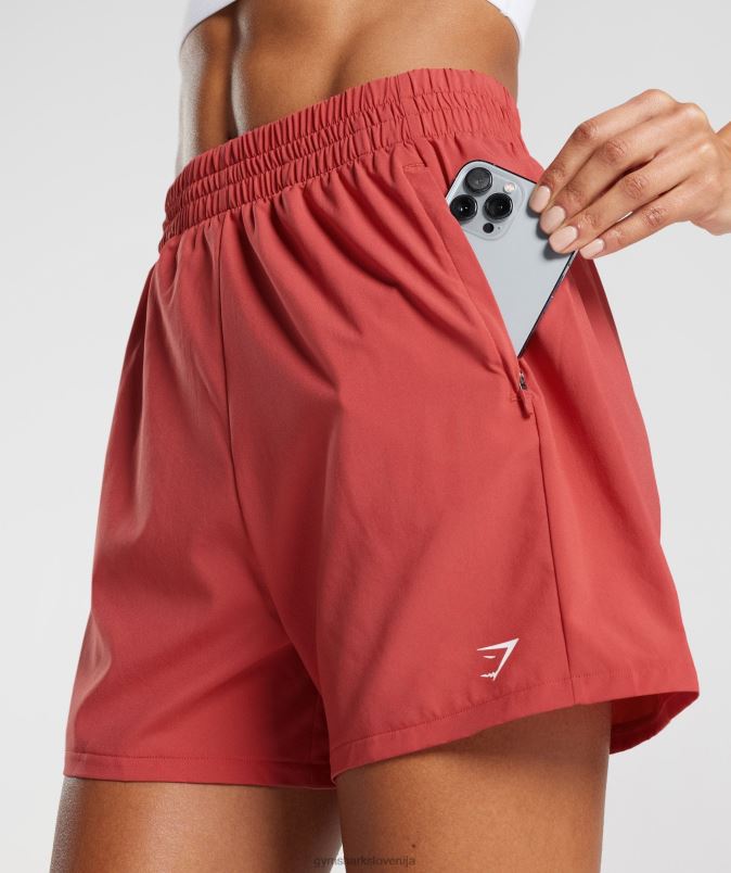 tkane kratke hlače z žepi ženskeGymshark sušeno rdeče J00L256