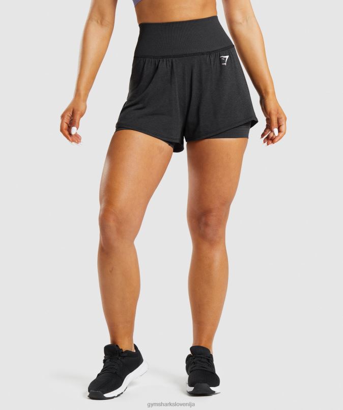 vital brezšivne kratke hlače 2 v 1 2.0 ženskeGymshark črni lapor J00L288