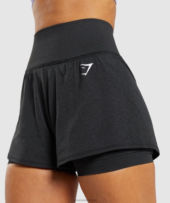 vital brezšivne kratke hlače 2 v 1 2.0 ženskeGymshark črni lapor J00L288