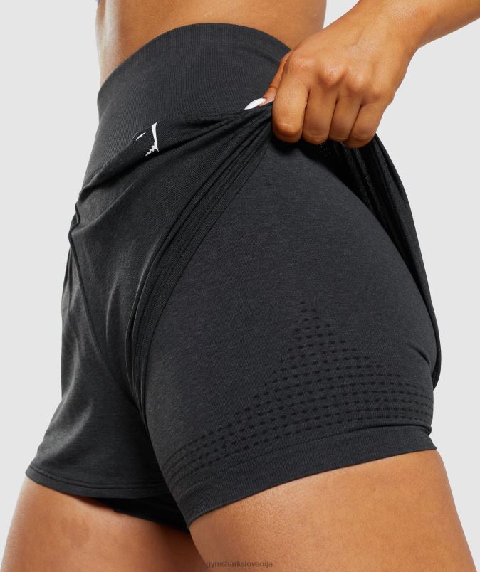 vital brezšivne kratke hlače 2 v 1 2.0 ženskeGymshark črni lapor J00L288
