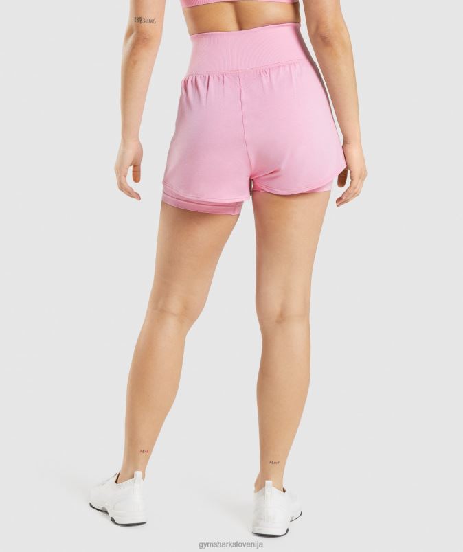 vital brezšivne kratke hlače 2 v 1 2.0 ženskeGymshark sorbet roza lapor J00L271