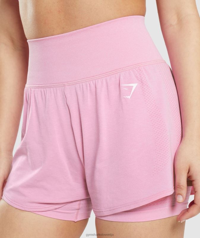 vital brezšivne kratke hlače 2 v 1 2.0 ženskeGymshark sorbet roza lapor J00L271