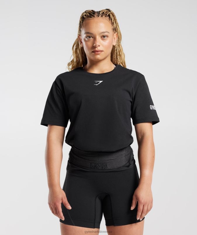 enojna majica s kratkimi rokavi ženskeGymshark Črna J00L2497