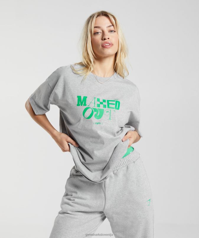 maxed out oversized majica s kratkimi rokavi ženskeGymshark svetlo sivi lapor J00L2482