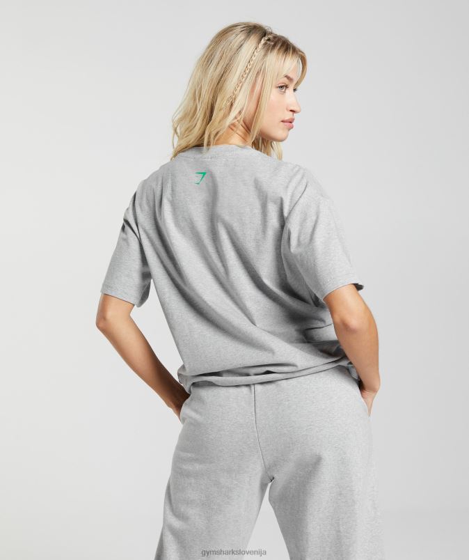 maxed out oversized majica s kratkimi rokavi ženskeGymshark svetlo sivi lapor J00L2482