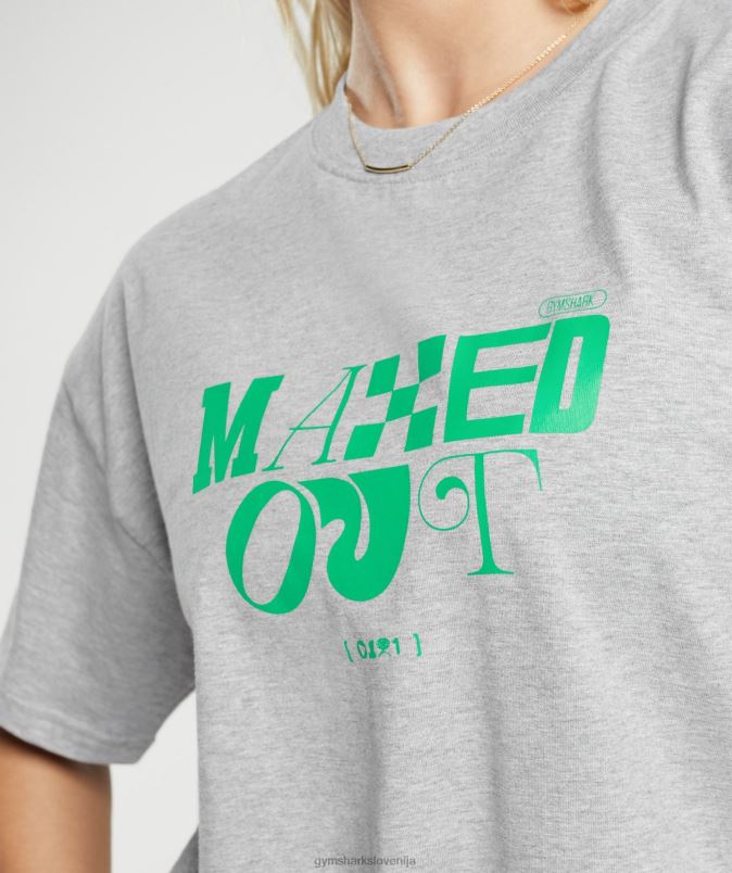 maxed out oversized majica s kratkimi rokavi ženskeGymshark svetlo sivi lapor J00L2482