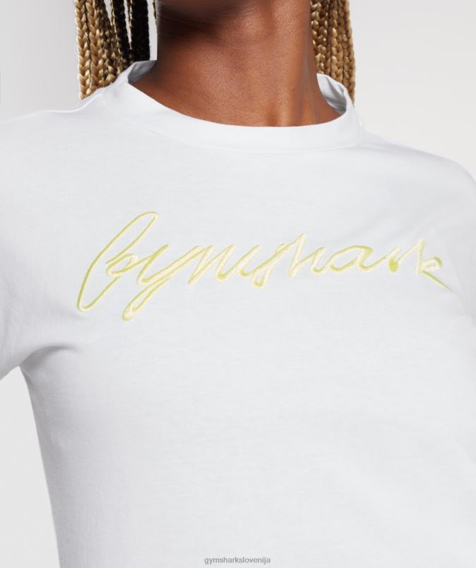 midi majica z vezeno grafiko ženskeGymshark bela J00L2414