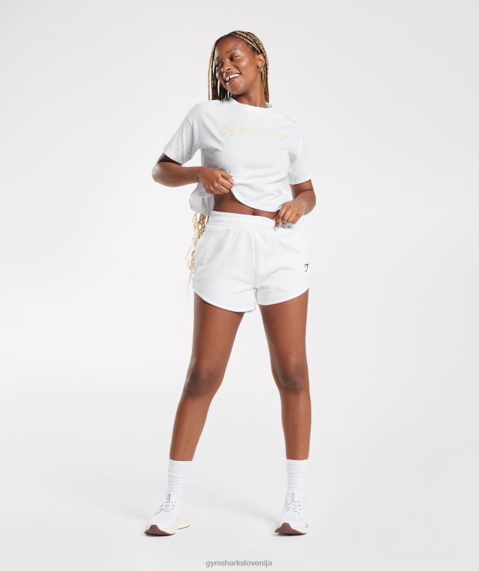 midi majica z vezeno grafiko ženskeGymshark bela J00L2414