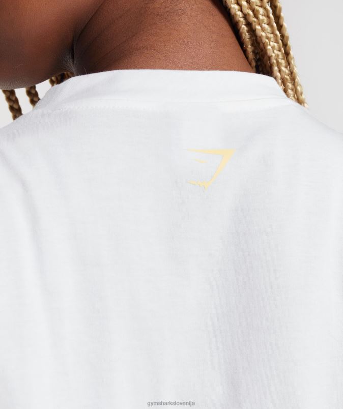midi majica z vezeno grafiko ženskeGymshark bela J00L2414