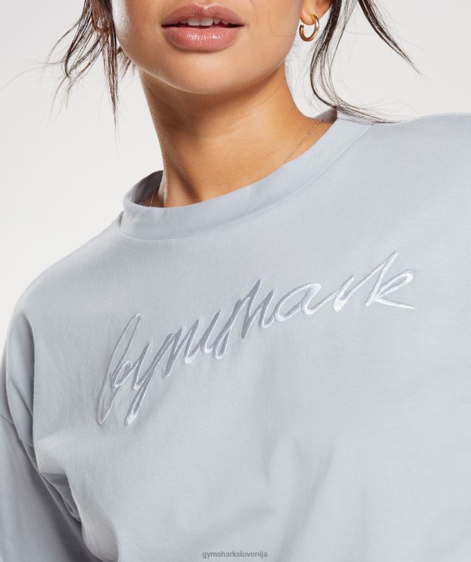 midi majica z vezeno grafiko ženskeGymshark rečni kamen siva J00L2486