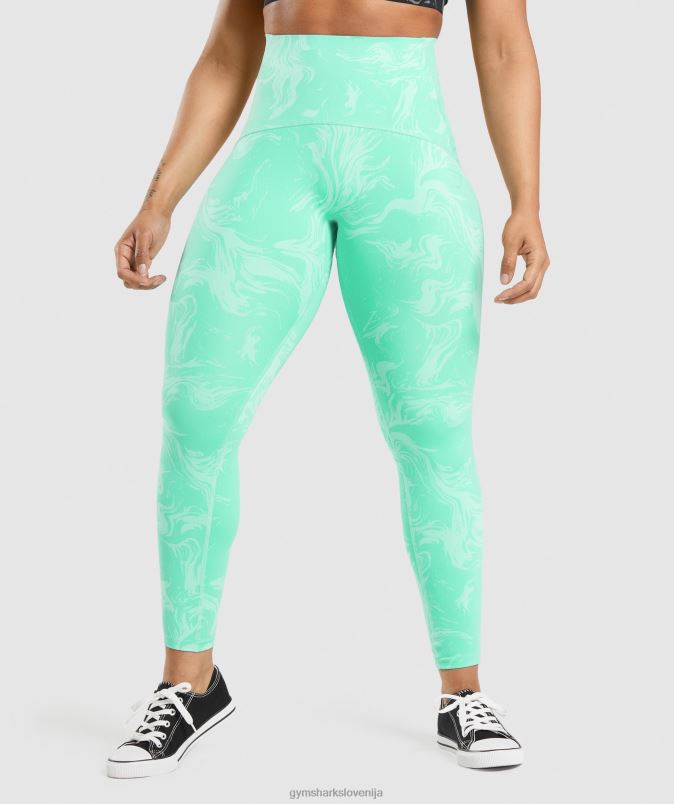 gamaše za podporo pasu ženskeGymshark svetlo turkizen tisk J00L2327