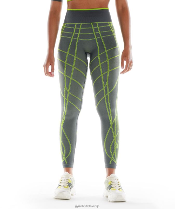 linearne brezšivne pajkice wtflex ženskeGymshark ogljeno siva/fluo zelena/ svetlo siva J00L2323