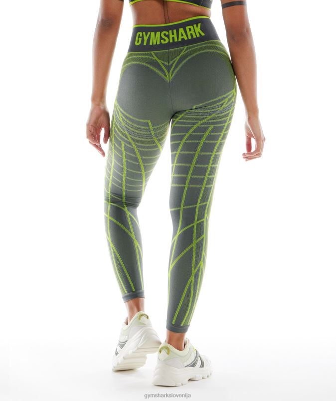 linearne brezšivne pajkice wtflex ženskeGymshark ogljeno siva/fluo zelena/ svetlo siva J00L2323