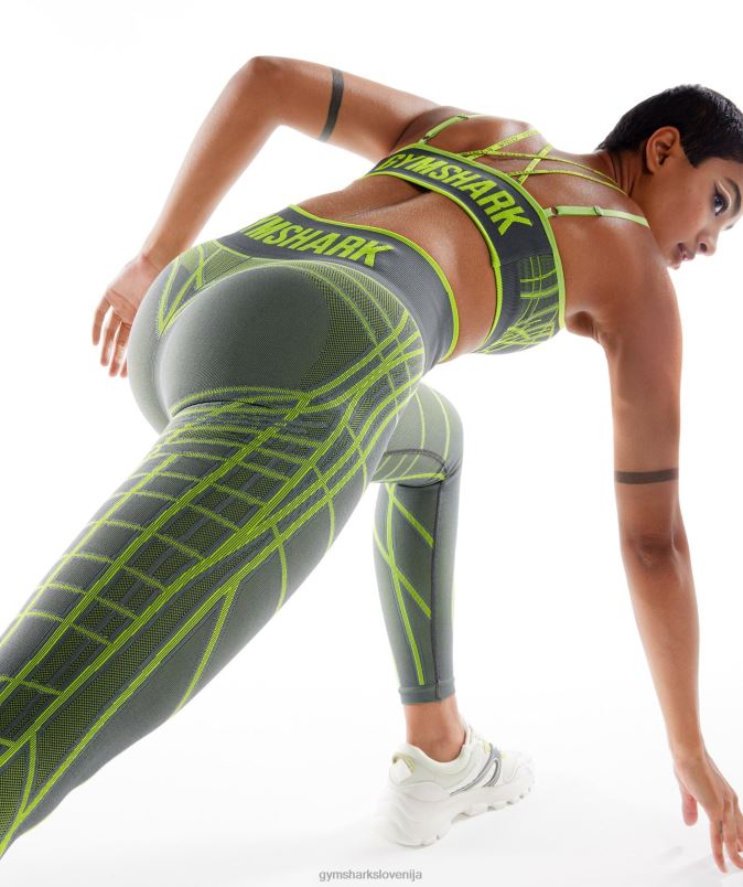linearne brezšivne pajkice wtflex ženskeGymshark ogljeno siva/fluo zelena/ svetlo siva J00L2323