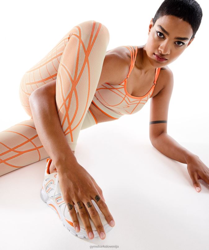 linearne brezšivne pajkice wtflex ženskeGymshark prodnato siva/oranžna/kokosovo bela J00L2324