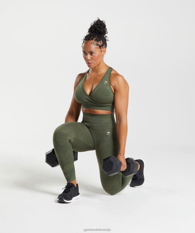 prilagodite maskirne brezšivne pajkice ženskeGymshark moss olive / jedro olive J00L2244