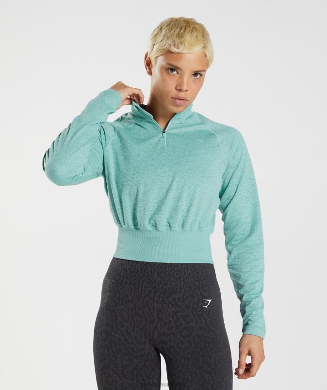 315 majica z dolgimi rokavi za ogrevanje ženskeGymshark biserno modra/zimsko modra lapor J00L2394