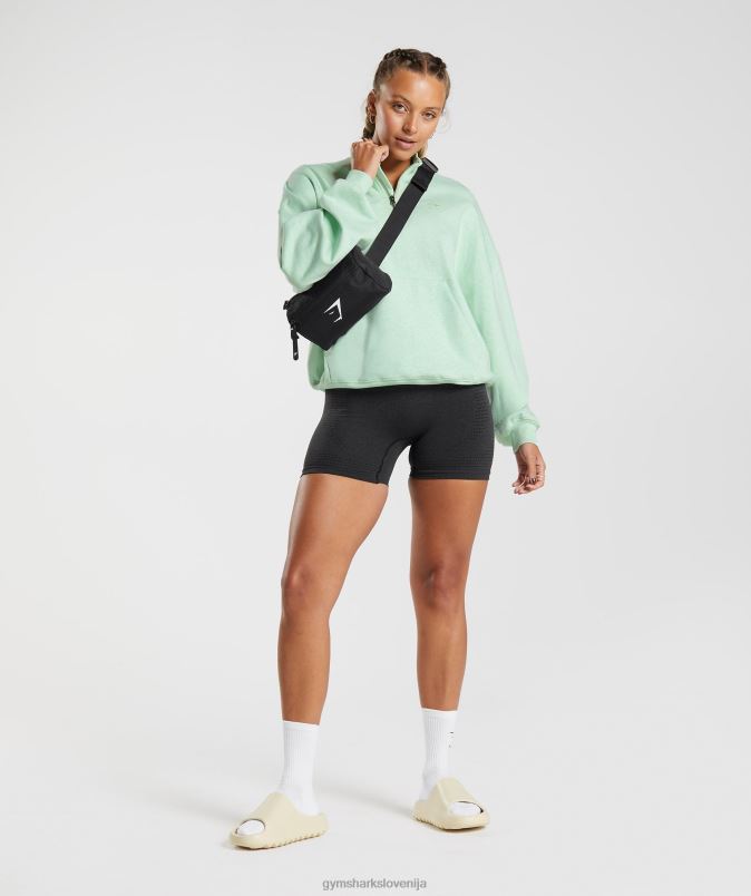 Pulover z zadrgo na dan počitka ženskeGymshark osvežilni zeleni lapor J00L2379