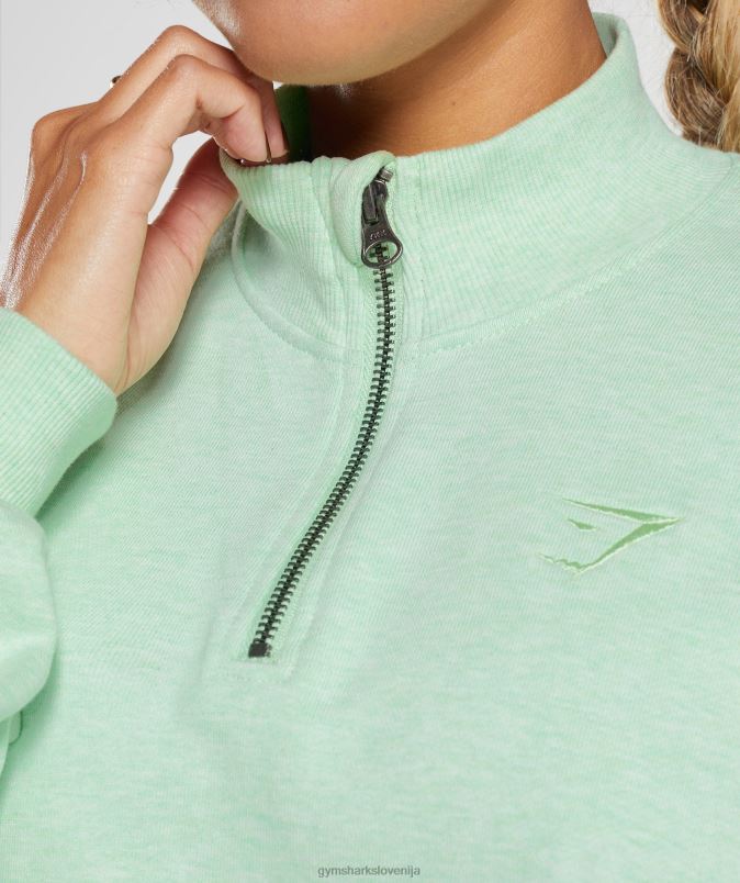 Pulover z zadrgo na dan počitka ženskeGymshark osvežilni zeleni lapor J00L2379