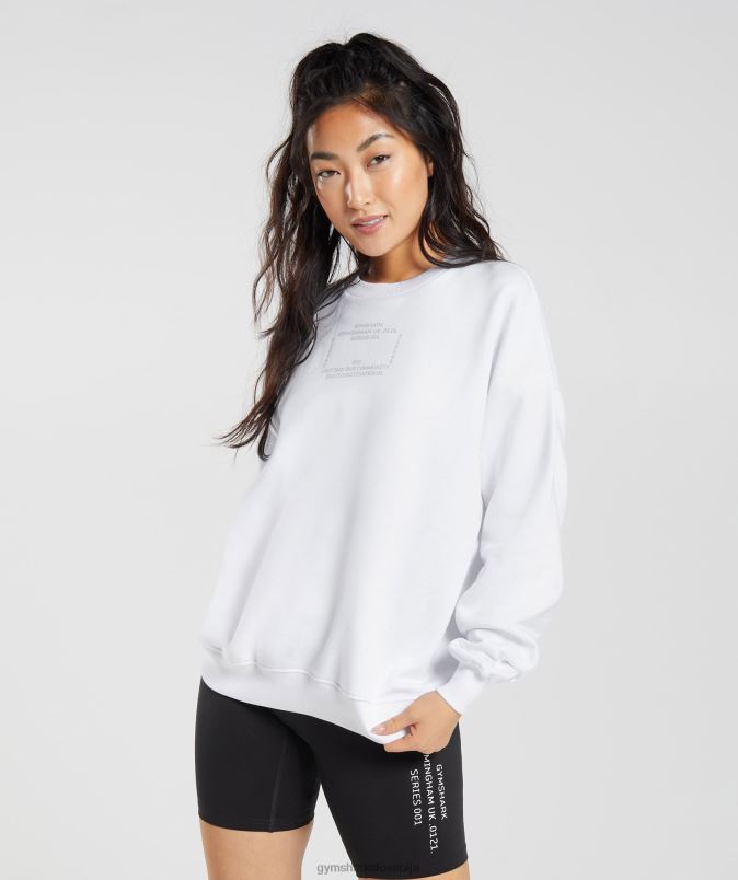 aktivirana grafična majica ženskeGymshark bela J00L2407