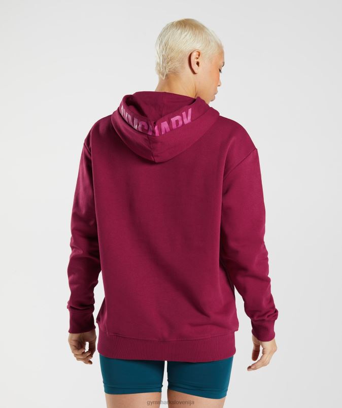grafični pulover s kapuco ženskeGymshark ribez roza J00L2388