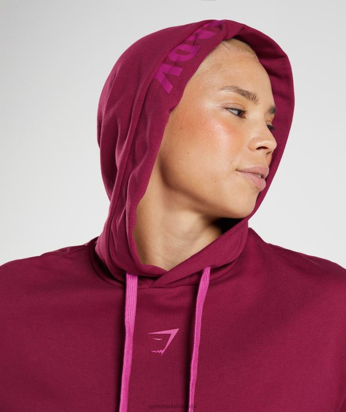 grafični pulover s kapuco ženskeGymshark ribez roza J00L2388