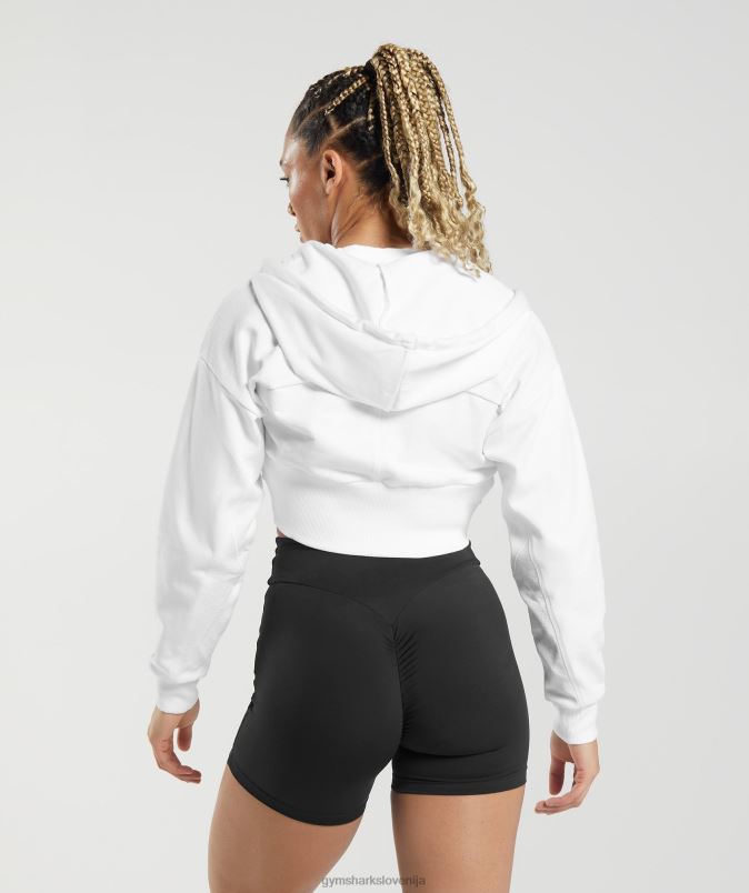 gs power skrajšan pulover z zadrgo ženskeGymshark bela J00L2347