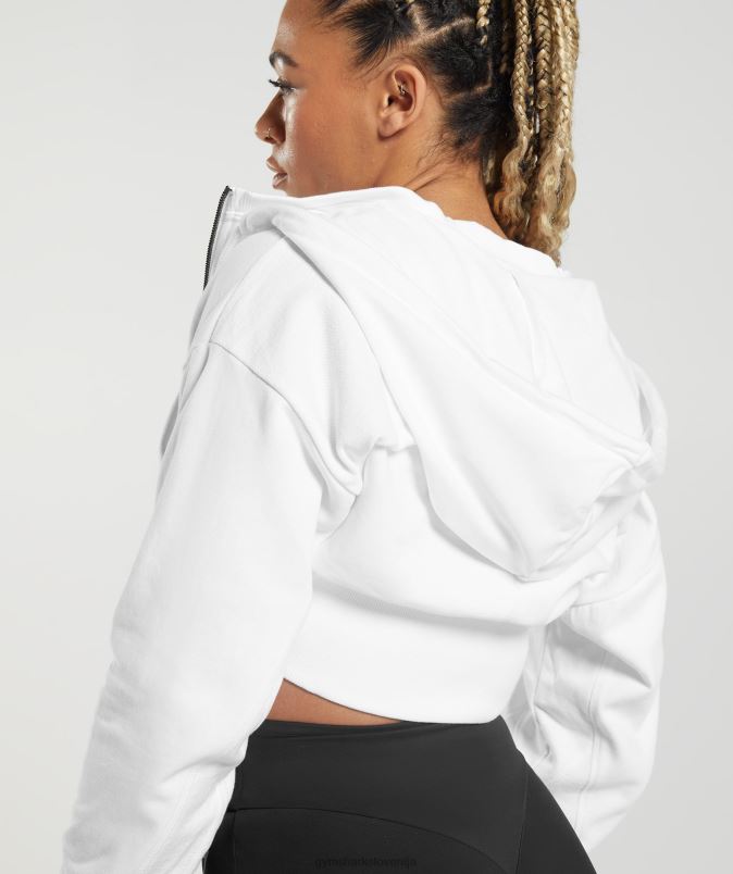 gs power skrajšan pulover z zadrgo ženskeGymshark bela J00L2347