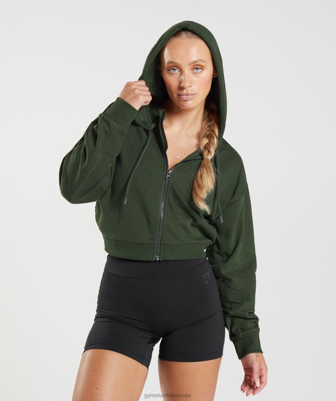 gs power skrajšan pulover z zadrgo ženskeGymshark mah olivno J00L2410