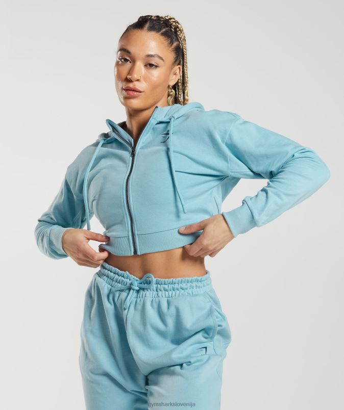 gs power skrajšan pulover z zadrgo ženskeGymshark modra ledena gora J00L2389