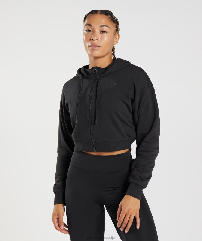gs power skrajšan pulover z zadrgo ženskeGymshark Črna J00L2354