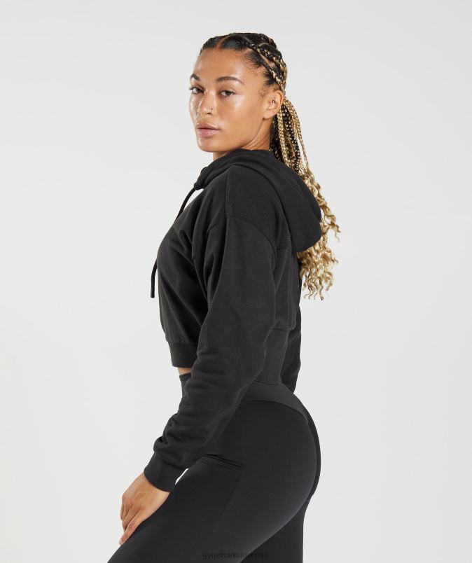 gs power skrajšan pulover z zadrgo ženskeGymshark Črna J00L2354