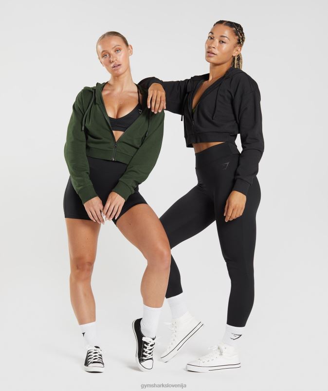 gs power skrajšan pulover z zadrgo ženskeGymshark Črna J00L2354