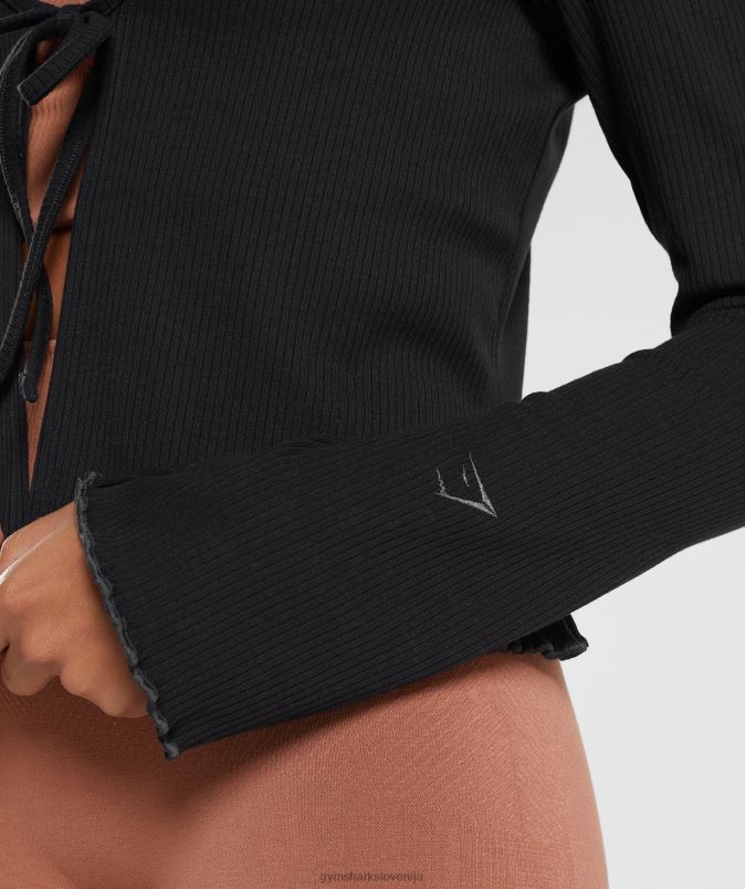 pavza kardigan ženskeGymshark Črna J00L2377