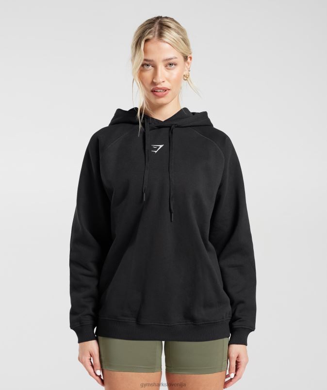 prevelik pulover iz flisa za trening ženskeGymshark Črna J00L2352