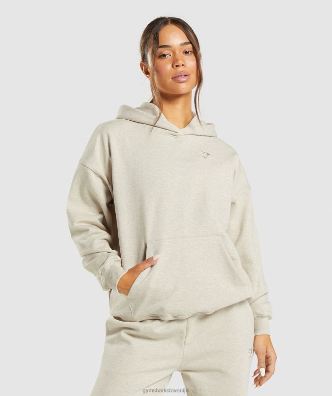 pulover s kapuco za dan počitka ženskeGymshark bež lapor J00L2411