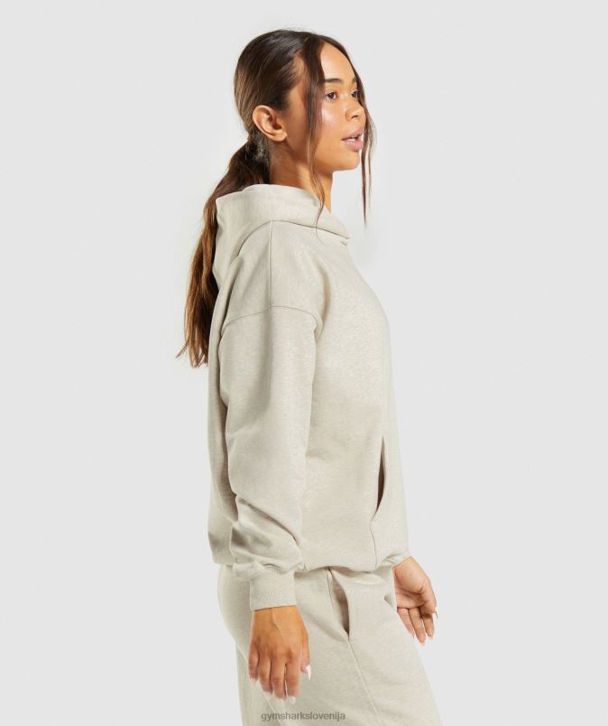 pulover s kapuco za dan počitka ženskeGymshark bež lapor J00L2411